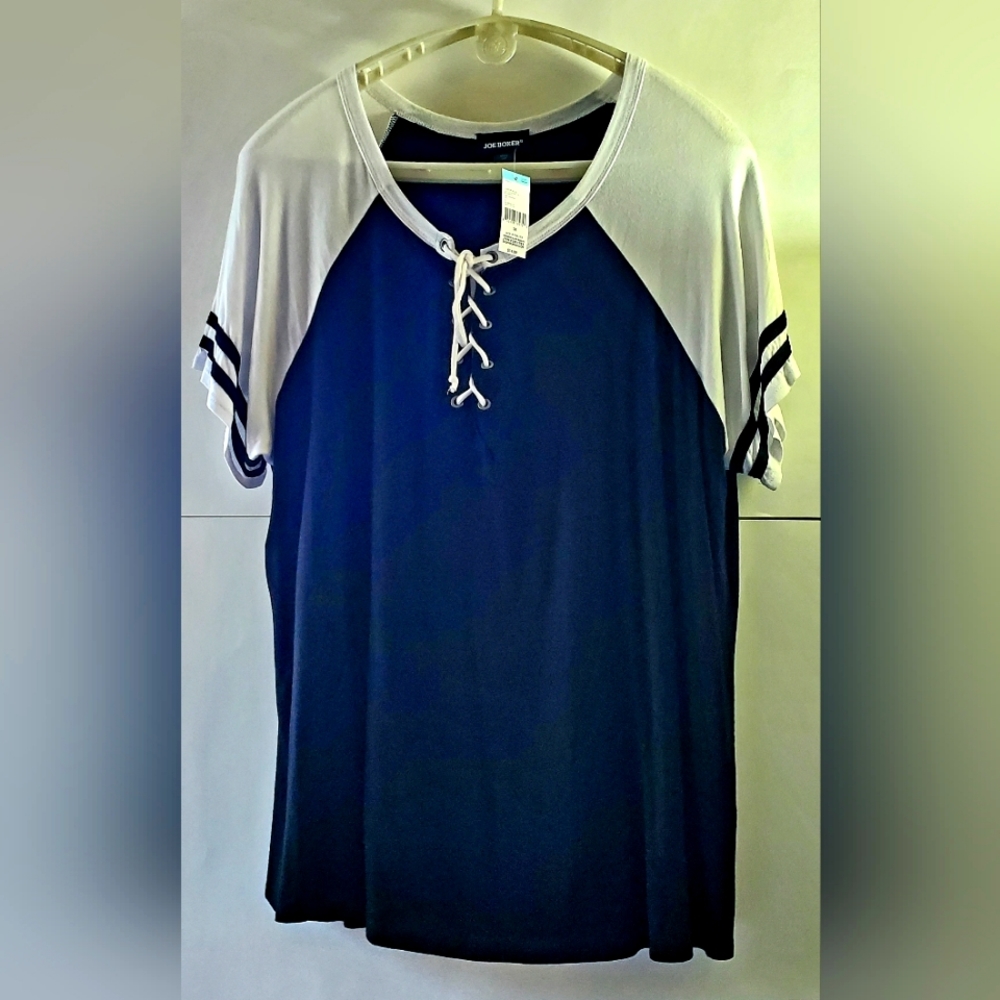 Junior Plus Lace up Football Tee Black/White